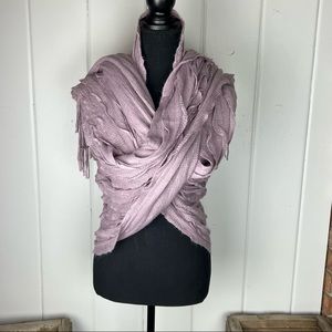 Pink ripple fringed Soft Surroundings knitted shawl